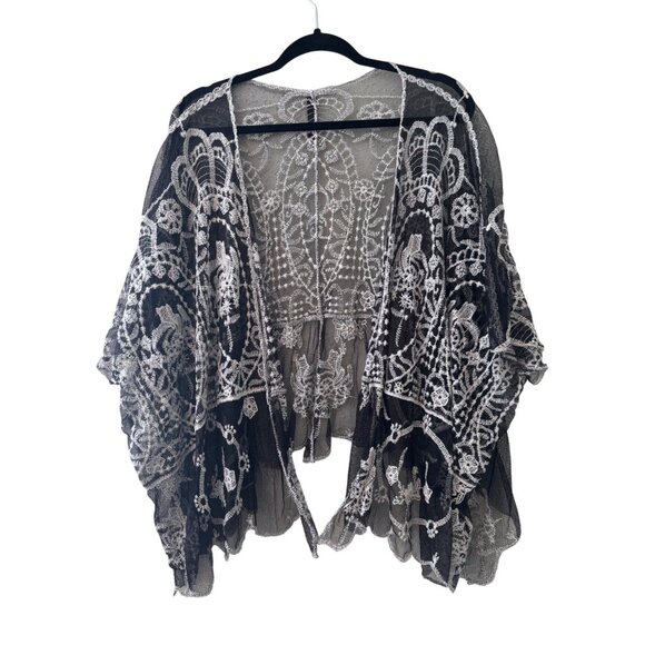 Liv Los Angeles  Embroidery Mesh Lace Festival Kimono Cardigan - Picture 1 of 9